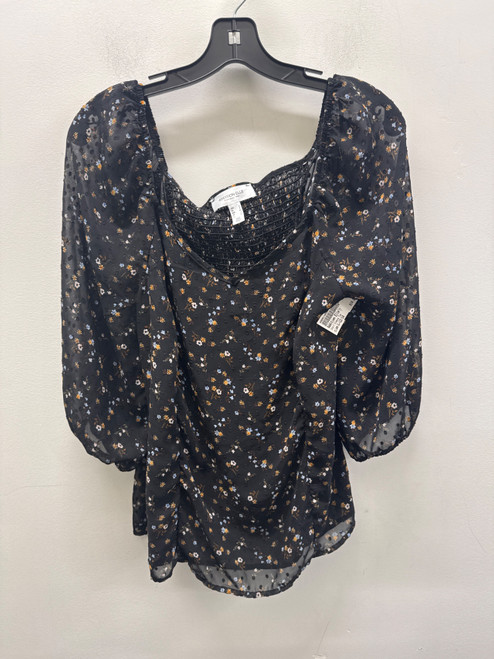 Vist Large View of Product Image Which is Used Black Floral Addition Elle Short Sleeve Top L-12/14