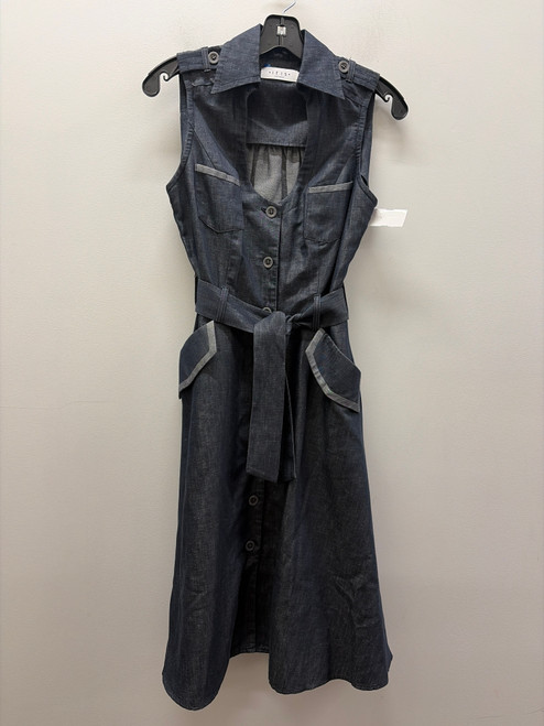Vist Large View of Product Image Which is Used Blue Chambray Sleeveless Iris Setlakwe Short Dress   B S-4/6