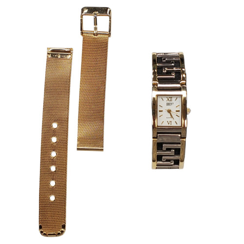 Vist Large View of Product Image Which is Used Gruen Silver & Gold tone Watch with second Gold strap