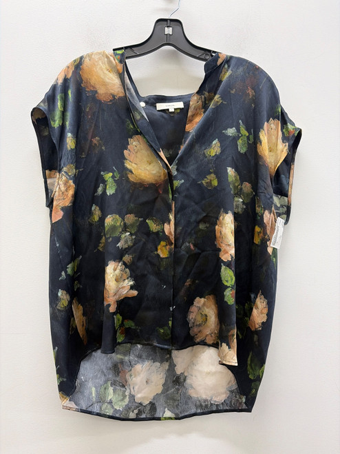 Vist Large View of Product Image Which is Used Black Floral BTS 100% Silk Vince Sleeveless Top L-12/14