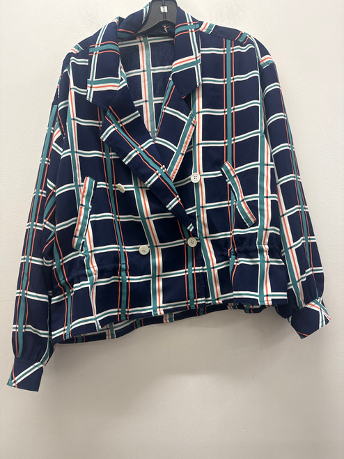Vist Large View of Product Image Which is Used Blue Frnch Long Sleeve Top L-12/14