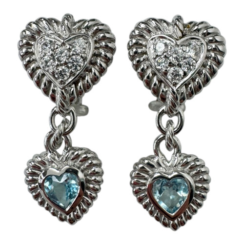 Vist Large View of Product Image Which is Used Judith Ripka sterling silver heart drop earrings