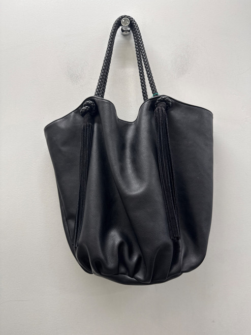 Vist Large View of Product Image Which is Used Black Anthropologie Large Leather Handbag
