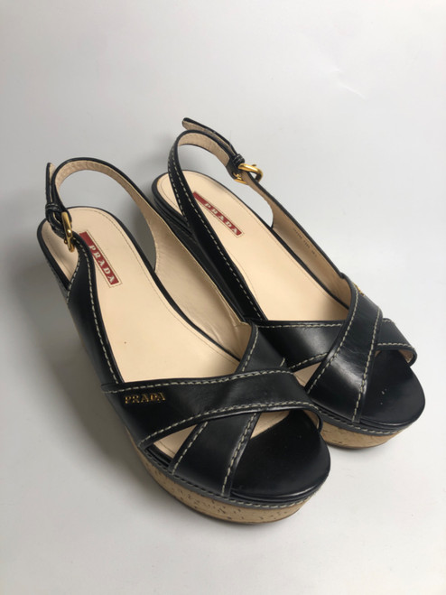Vist Large View of Product Image Which is Used Prada Wedge Sandals 7.5