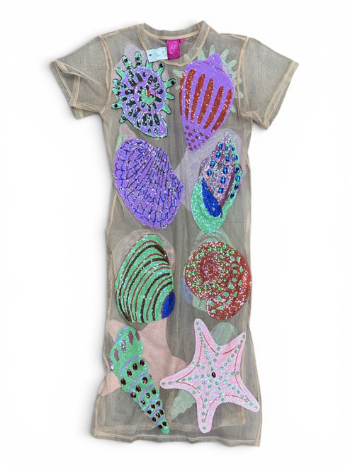 Vist Large View of Product Image Which is Gently Used Queen of Sparkles Mesh Sequin Seashell Coverup