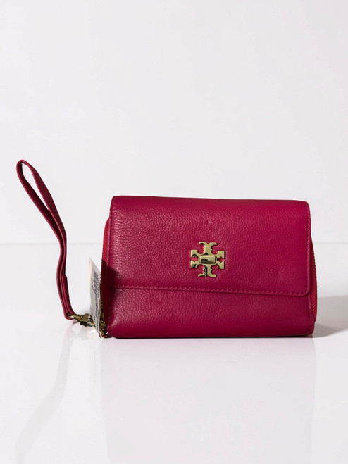 Vist Large View of Product Image Which is Used Tory Burch Leather Wristlet