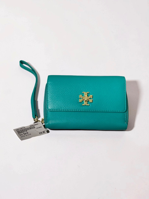 Vist Large View of Product Image Which is Used Tory Burch Leather Wristlet