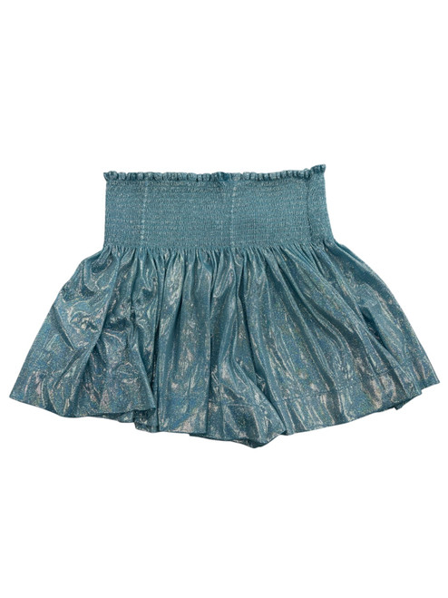 Vist Large View of Product Image Which is Gently Used Queen of Sparkles Blue Shimmer Shorts