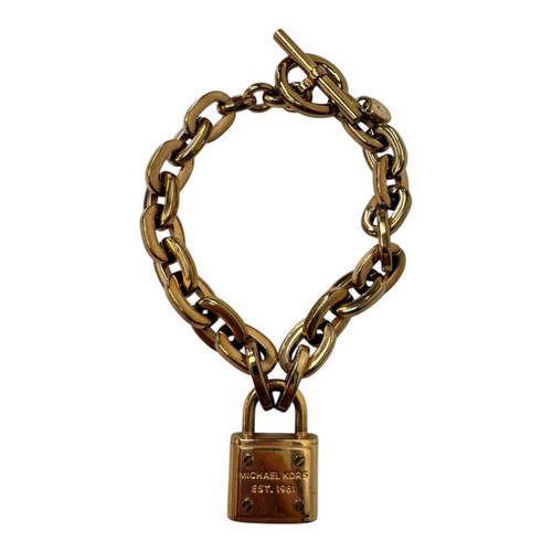 Vist Large View of Product Image Which is Used Michael Michael Kors Gold-tone Bracelet With Padlock Charm