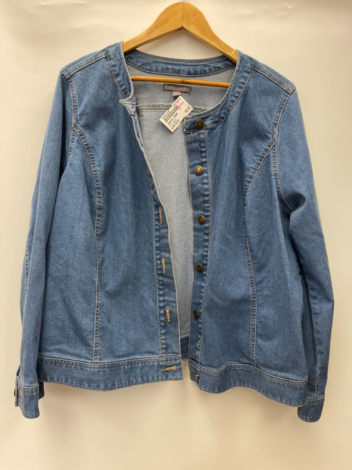 Vist Large View of Product Image Which is Used Jessica London Denim Jacket 1X-18