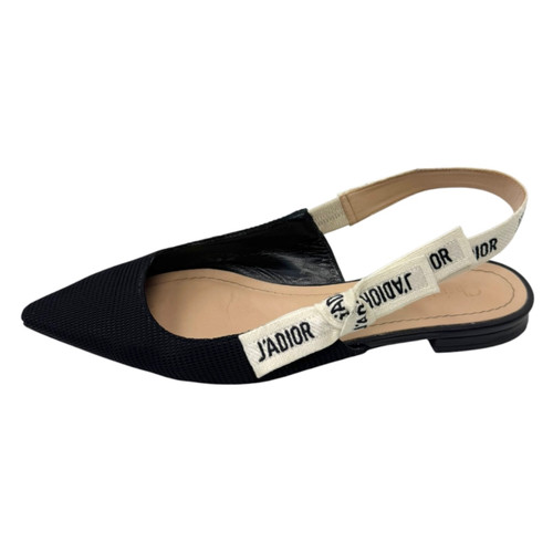 Vist Large View of Product Image Which is Used Christian Dior Technical Canvas Ribbon J'Adior Slingback Ballet Flats 37 Black