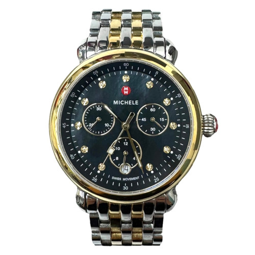 Vist Large View of Product Image Which is Used Michele Two Tone CSX Watch with Diamonds