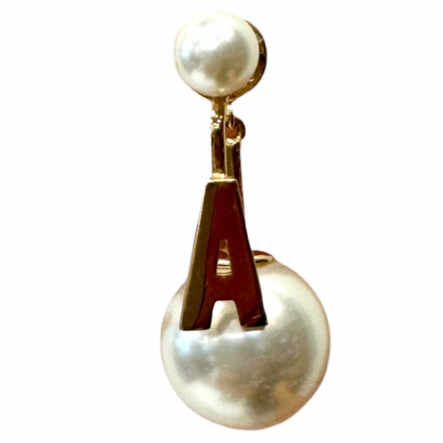 Vist Large View of Product Image Which is Used Dior 'A' Initial Tribale Earrings with Pearl backing