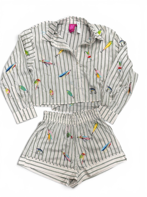 Vist Large View of Product Image Which is Gently Used Queen of Sparkles Fishing Lure Striped Set