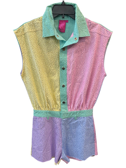 Vist Large View of Product Image Which is Gently Used Queen of Sparkles Pastel Colorblock Romper