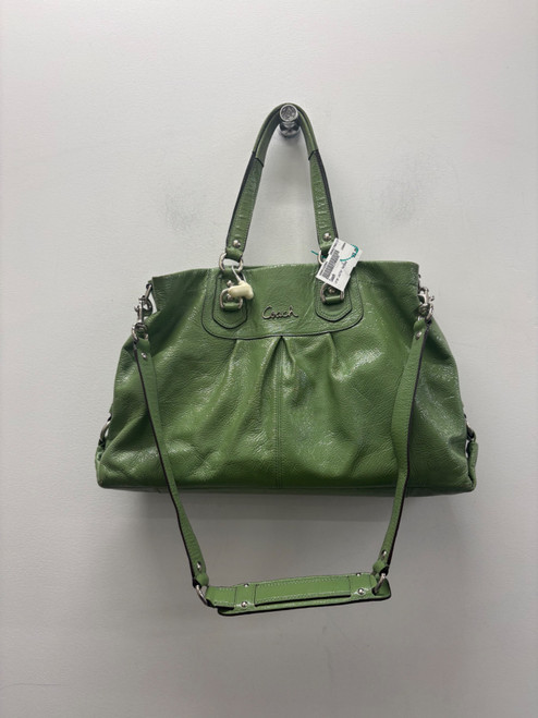 Vist Large View of Product Image Which is Used Green Coach Large Leather Handbag