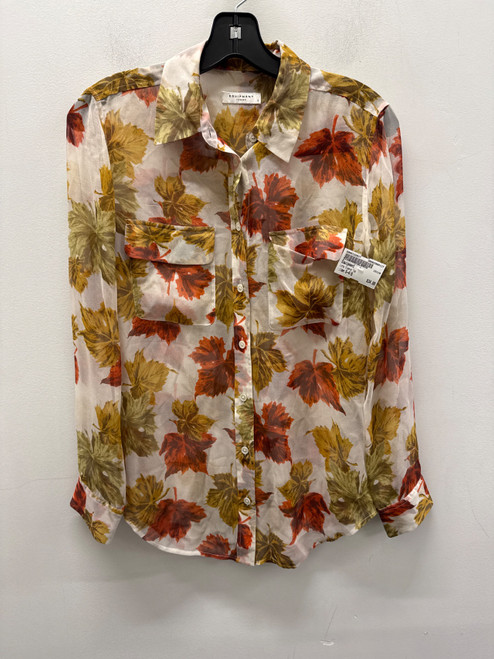 Vist Large View of Product Image Which is Used White Floral Equipment Femme Long Sleeve Top S-4/6
