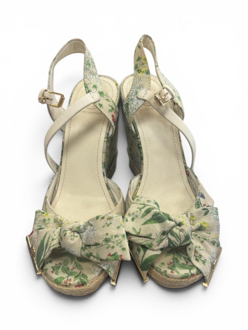 Vist Large View of Product Image Which is Gently Used Tory Burch Floral Wedge Sandals 8.5