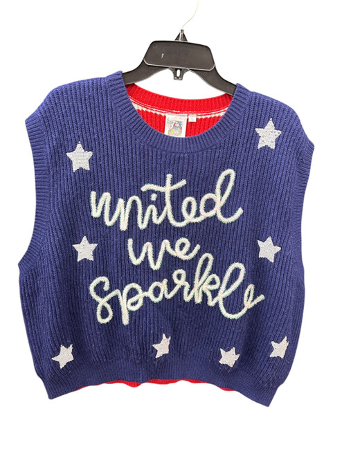 Vist Large View of Product Image Which is Gently Used Queen of Sparkles Patriotic Sweater Vest