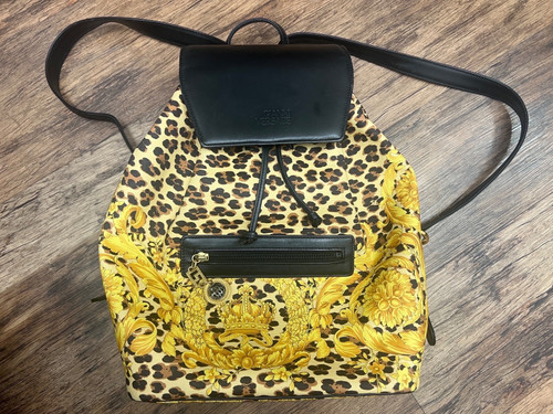 Vist Large View of Product Image Which is Used Versace nylon leopard backpack