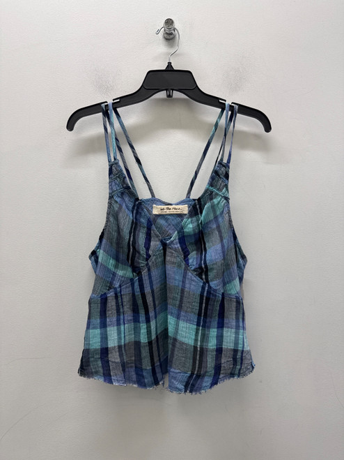 Vist Large View of Product Image Which is Used Free People Blue Plaid Tank Top XS-0/2