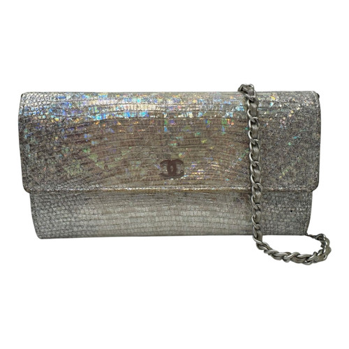 Vist Large View of Product Image Which is Used Chanel Iridescent Lizard Wallet with Removable Chain