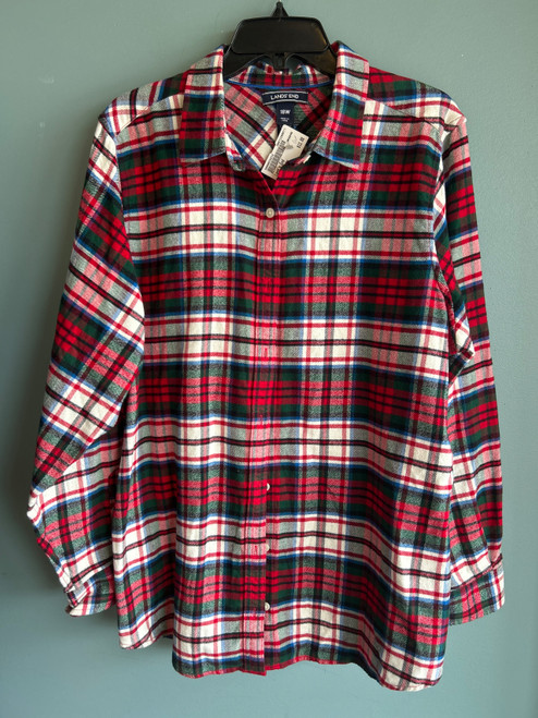 Vist Large View of Product Image Which is Used Land's End Long Sleeve flannel Top 1X-18