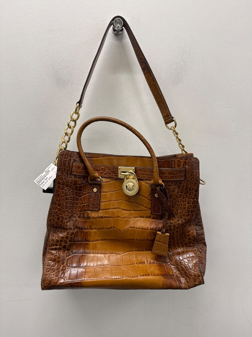 Vist Large View of Product Image Which is Used Brown Michael Kors Large Leather Handbag