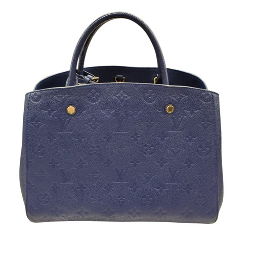 Vist Large View of Product Image Which is Used Louis Vuitton Navy Montaigne Empreinte MM Leather Handbag
