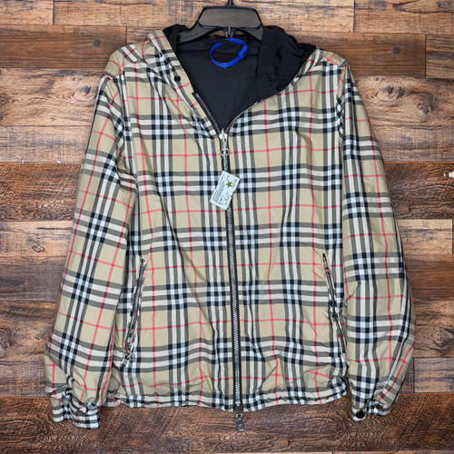 Vist Large View of Product Image Which is Used Burberry Newport Reversible Hooded Windbreaker Short Light Jacket XS-0/2