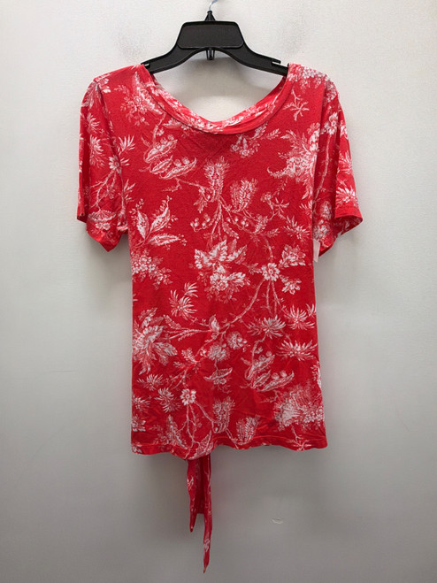 Vist Large View of Product Image Which is Used Red Floral BYS Anthropologie Maeve Short Sleeve Top L-12/14