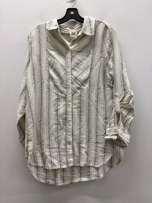 Vist Large View of Product Image Which is Used Striped linen Anthropologie Long Sleeve Top S-4/6
