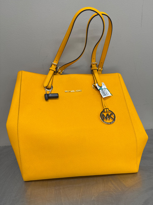 Vist Large View of Product Image Which is Used Michael Kors Orange Large Leather Handbag