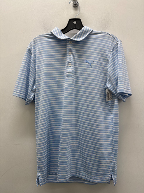 Vist Large View of Product Image Which is Used Puma Blue White Striped Mens Short Sleeve Top S/14-14.5
