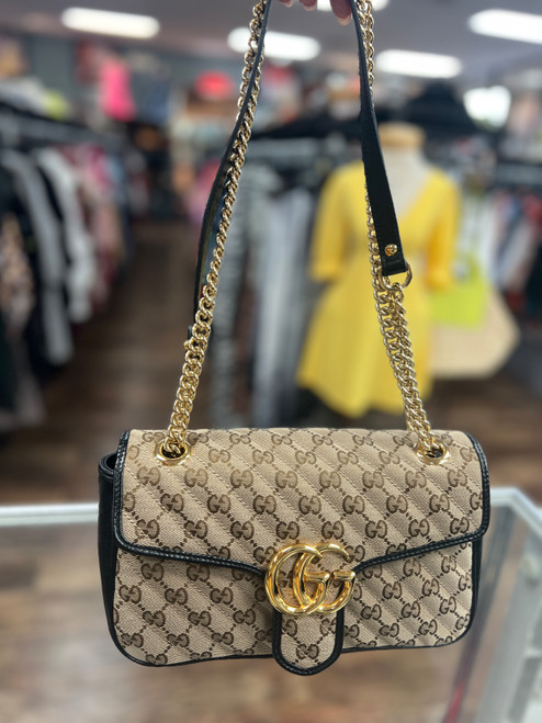 Vist Large View of Product Image Which is Used Gucci marmont flap chain Handbag