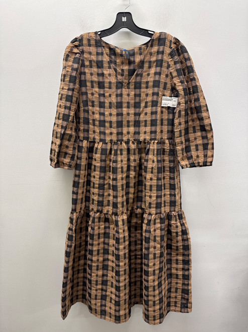 Vist Large View of Product Image Which is Used Brown Plaid YAS Long Dress B M-8/10