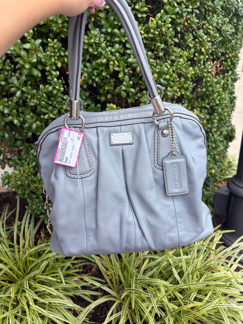 Vist Large View of Product Image Which is Used Coach blue earl grey Small Leather Handbag