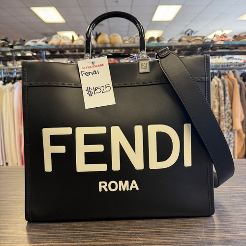 Vist Large View of Product Image Which is Used Fendi Medium Sunshine Black Tote Leather Handbag