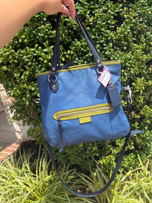 Vist Large View of Product Image Which is Used coach blue green Small Leather Handbag