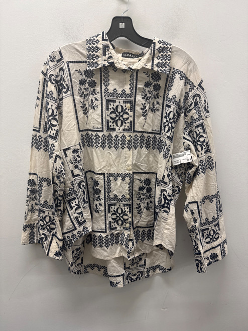 Vist Large View of Product Image Which is Used Blue & White Soaked Long Sleeve Top M-8/10
