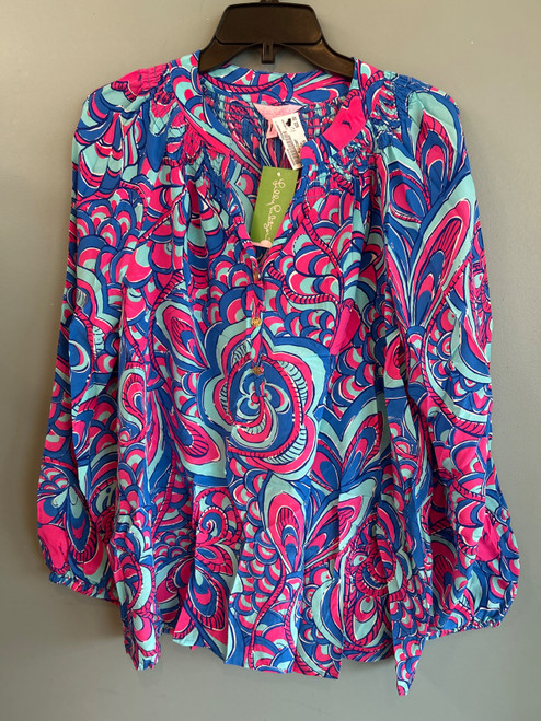 Vist Large View of Product Image Which is Used Lilly Pulitzer Long Sleeve silk Top L-12/14