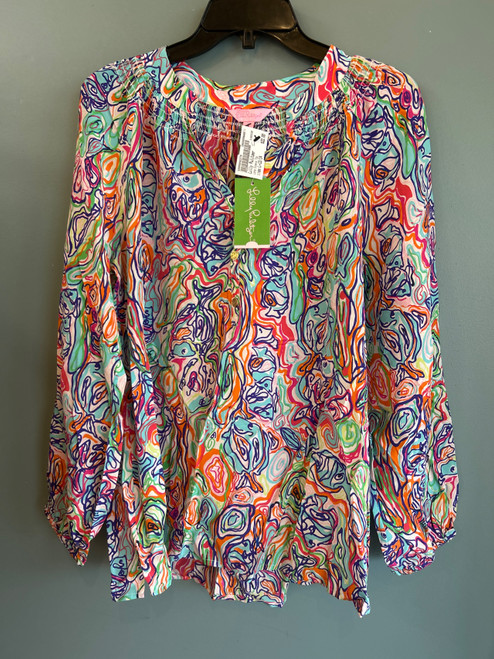 Vist Large View of Product Image Which is Used Lilly Pulitzer Long Sleeve silk Top L-12/14
