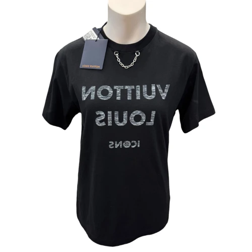 Vist Large View of Product Image Which is Used Louis Vuitton 2020 Reversed Logo Chain-Detail Print T-Shirt Size M