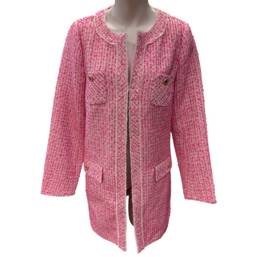 Vist Large View of Product Image Which is Used Lilly Pulitzer Dashielle Pink Palms Fantasy Tweed Jacket Size 6