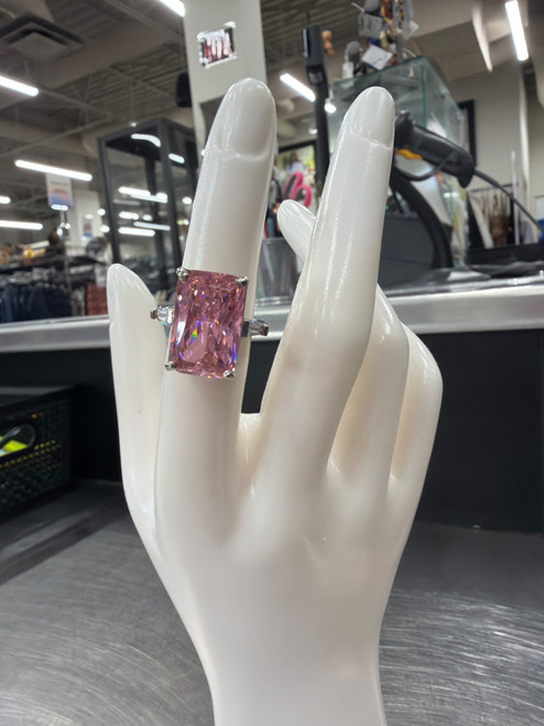 Vist Large View of Product Image Which is Used Pink Rectangular Swarovski Ring Size 7