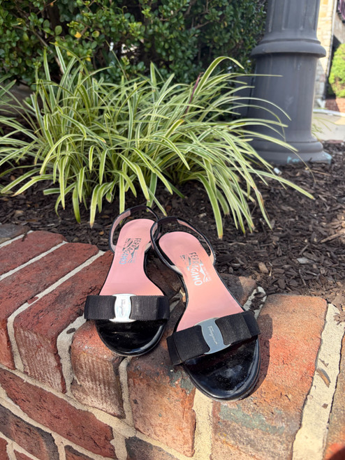 Vist Large View of Product Image Which is Used Salvatore Ferragamo black kitten heels 8