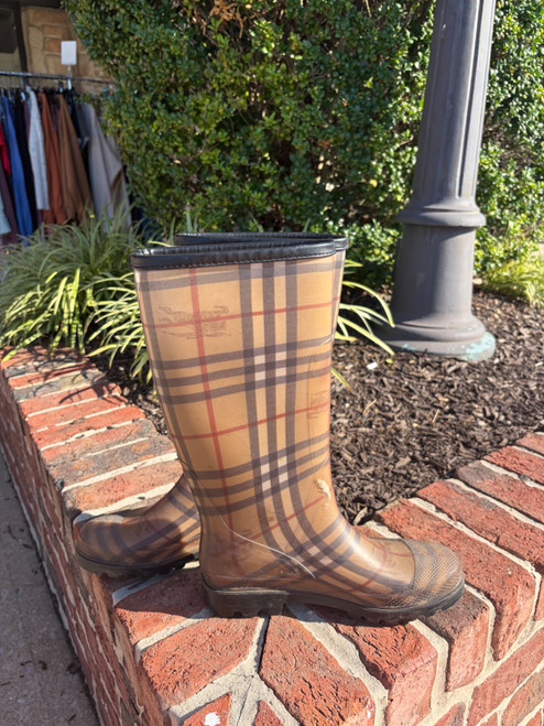 Vist Large View of Product Image Which is Used Burberry plaid Tall Boots 6.5