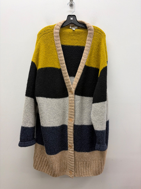 Vist Large View of Product Image Which is Used COS Oversized Alpaca-Wool Blend Striped Statement Cardigan L-12/14 Lisa TO