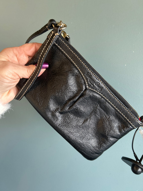 Vist Large View of Product Image Which is Used Dooney & Bourke Calf Leather pleated Wristlet