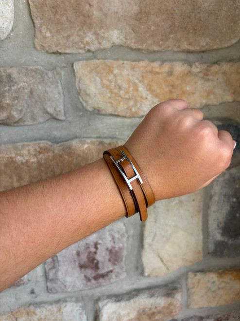 Vist Large View of Product Image Which is Used Hermes leather wrap Bracelet